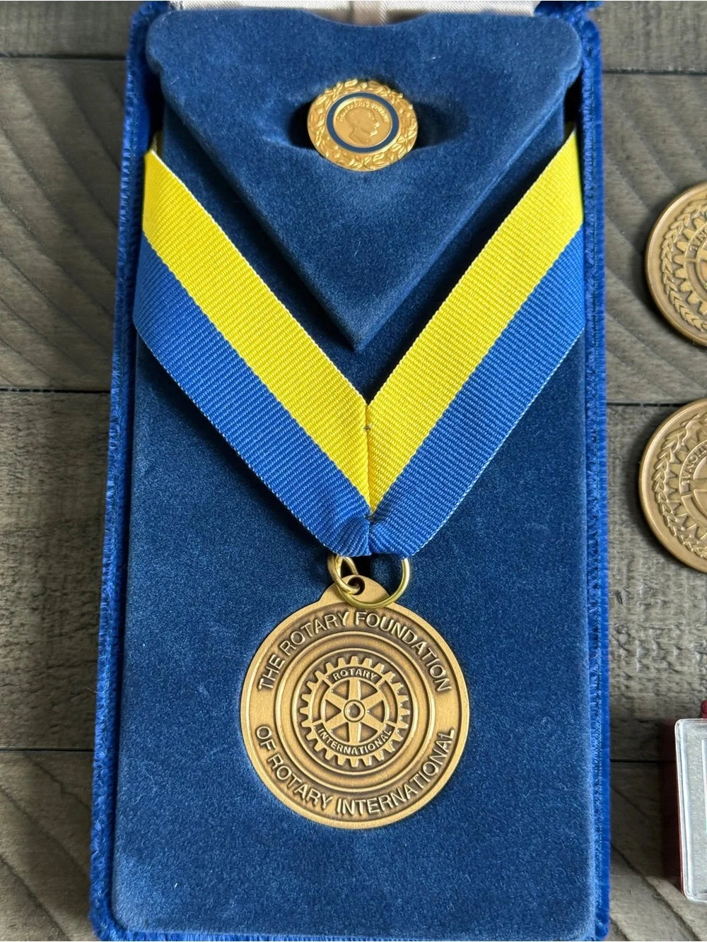 Rotary International Paul Harris Fellow Medal, 4-Way Test Coins, Misc Lapel Pins